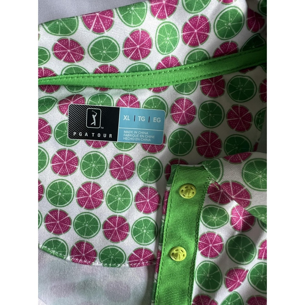 PGA Tour Polo Shirt Womens XL Performance Golf Citrus Print Polyester - Picture 7 of 13